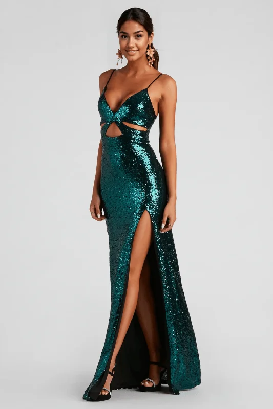 Classic Women's Fashion Formal Sequin A-Line Dress