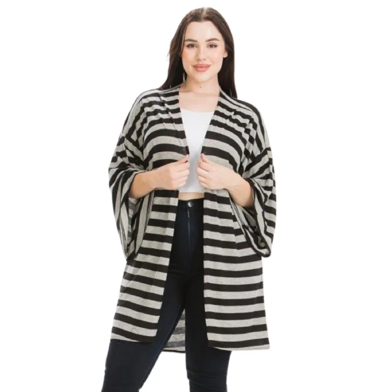 Hot Styles Striped, Cardigan With Kimono Style Sleeves