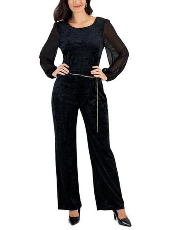 End Of Season Sale Clothing Petites Womens Velvet Jumpsuit