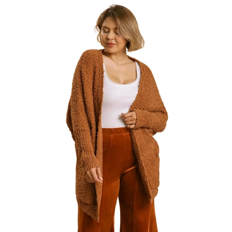 Current Trends Open Front Oversized Cardigan Sweater With Pockets