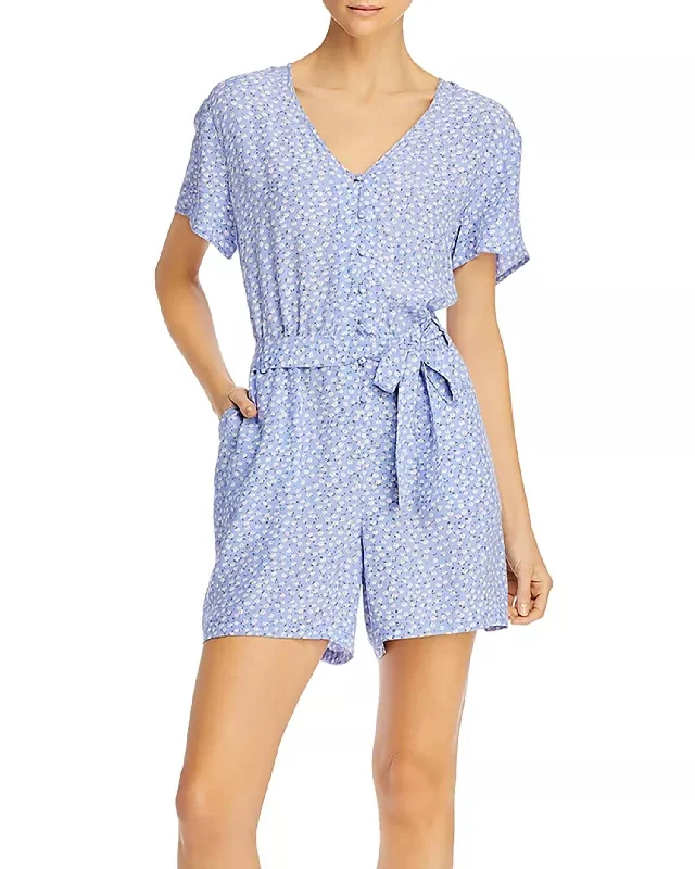 Sophisticated Fashion Women's Sophia Romper In Sky Blue Daisies