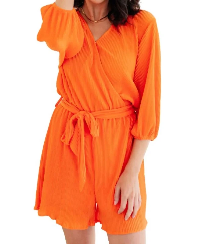 Women's Trendy Outfits Roll With Me Romper In Tangerine