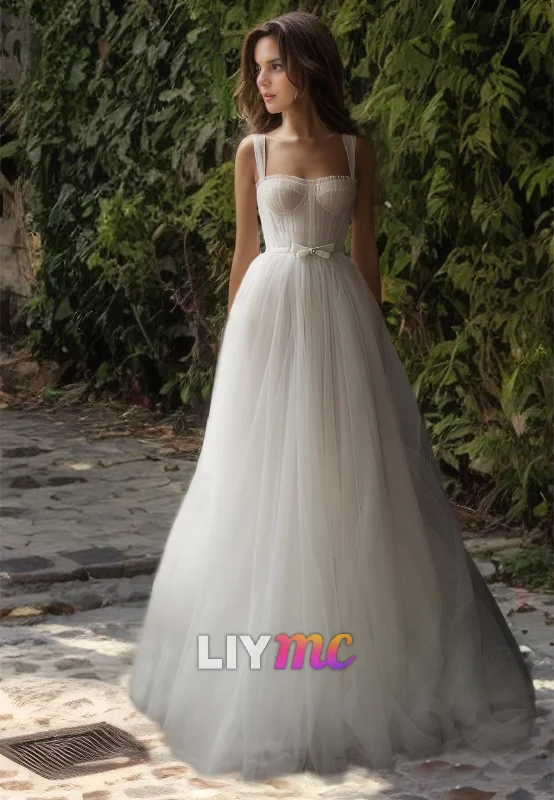 Trend Driven Wardrobe Sweetheart Straps Sleeveless Tull Ball Gown A-Line Wedding Dress