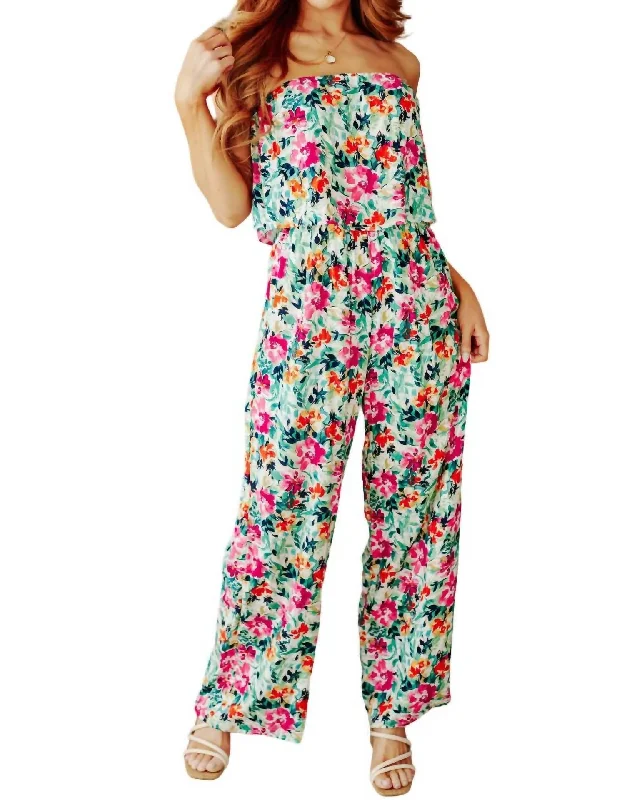 Women's Clothing for Every Occasion Life Of The Party Floral Jumpsuit In Green