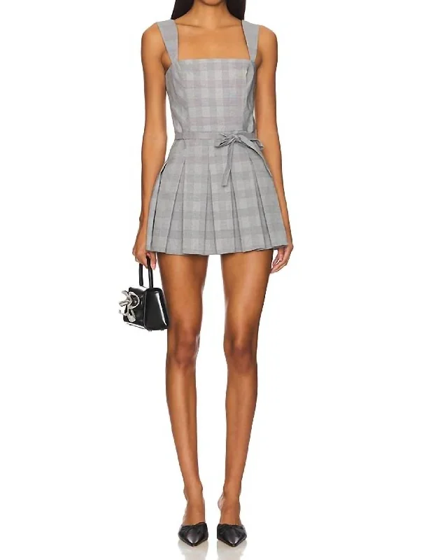 Casual Chic Clothing Mercy Belted Skort Romper In Business Plaid