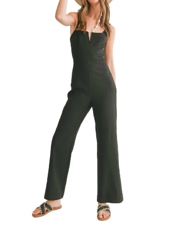 Elegant Fashion Serene V Cutout Jumpsuit In Black