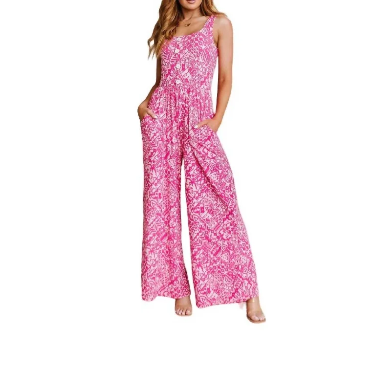 Women Apparel Just Think About It Jumpsuit In Pink/white