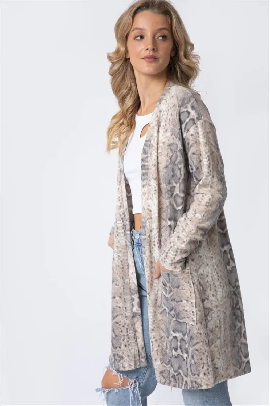 Wardrobe Upgrade Cherish Apparel Animal Print Flannel Open Front Longline Cardigan