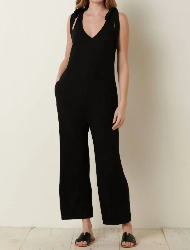 Unbeatable Prices So Selfless Slub Ribbed Knit Jumpsuit In Black