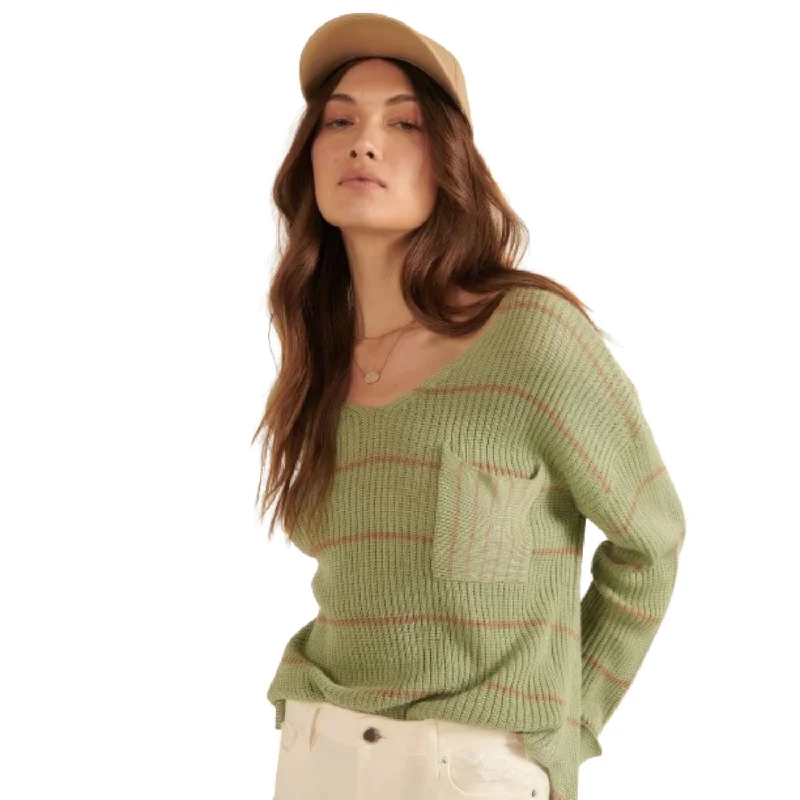 Women's Clothing for All Occasions Striped Rib-knit Oversized Pocket Sweater