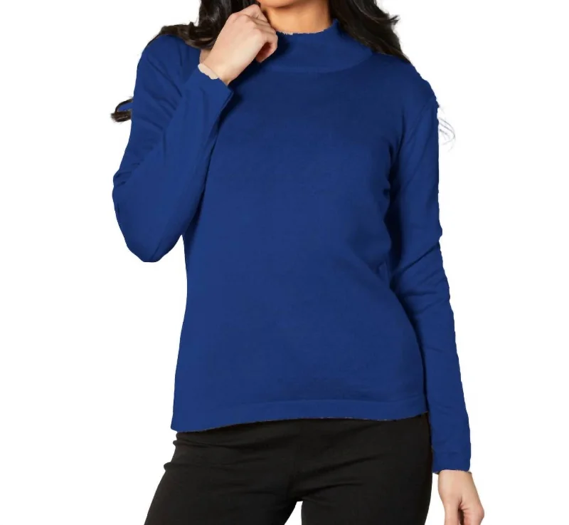 Additional Time-Limited Offers Mock Neck Long Sleeve Top In Cadet