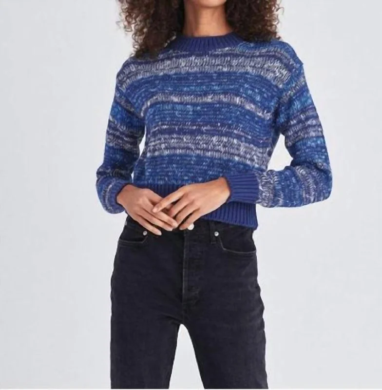 Flash Discount Lofty Cotton Marl Stripe Sweater In Blue Combo