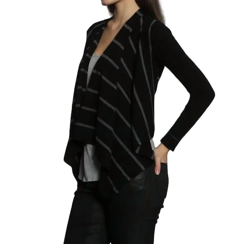 Stylish Savings Luxe Cover Up Cardigan In Black/charcoal