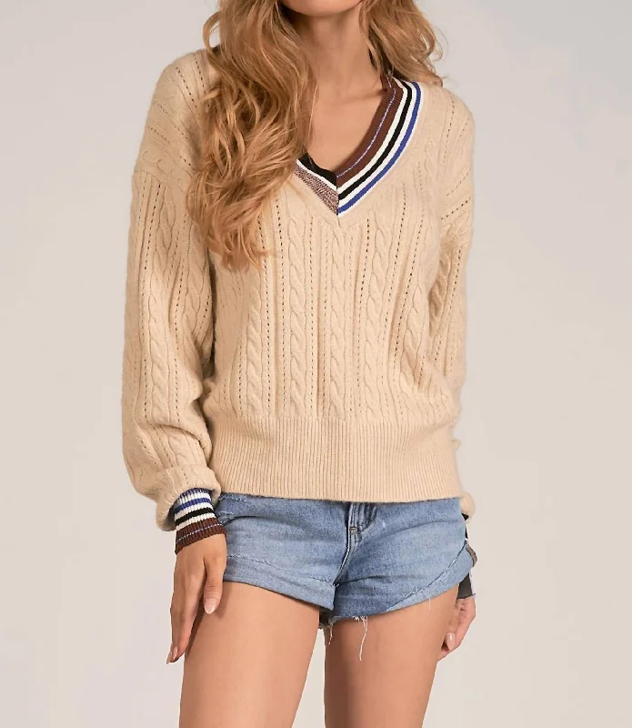 Women's Clothing Sale Online Varsity Sweater In Beige