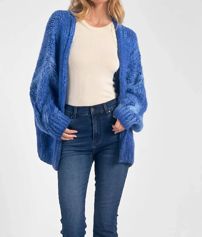 Elegant Styles Chunky Cardigan In Blue