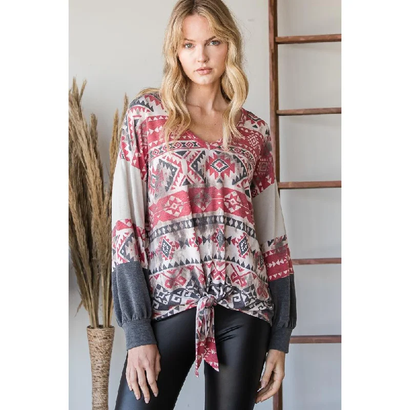 Big Savings Beautiful Aztec Print Long Sleeve Sweater