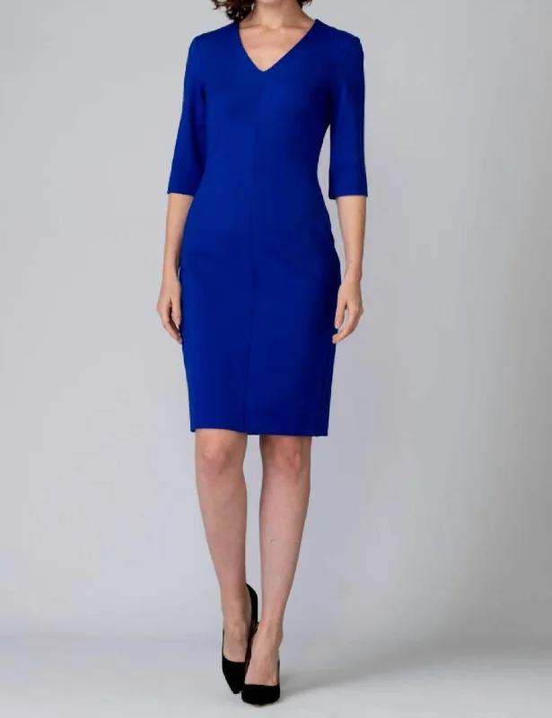 Insane Discount Onslaught 3/4 Sleeve Dress In Cobalt