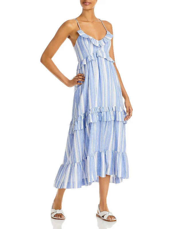 Fashion Forward Addy Womens Chambray Maxi Sundress