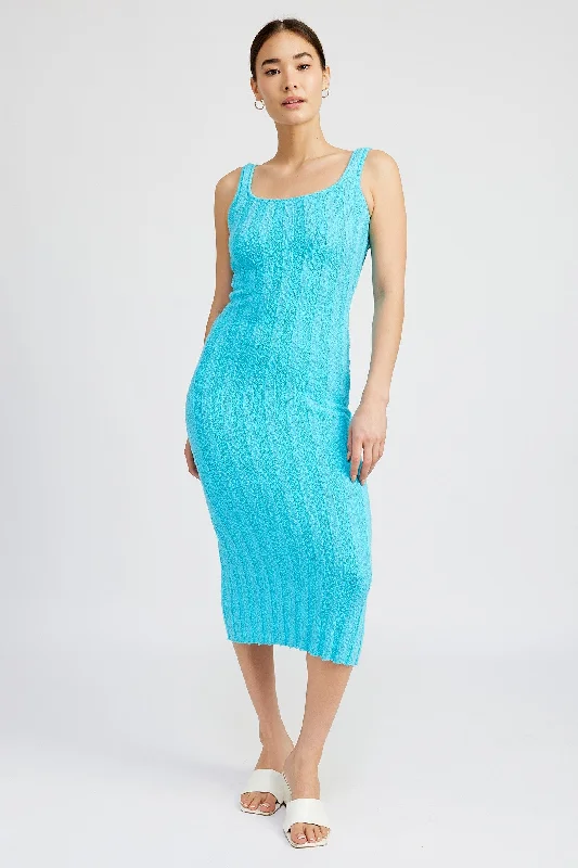 Sale For Women Aqua Wide Rib Knit Midi Dress