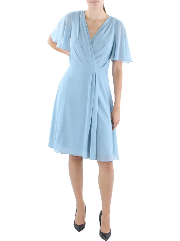 Trend Setting Threads Georgette Womens Surplice Midi Wrap Dress