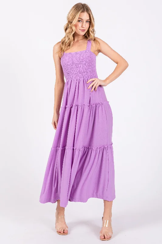 Eclectic Style Wardrobe Lavender Sleeveless Tiered Maxi Dress