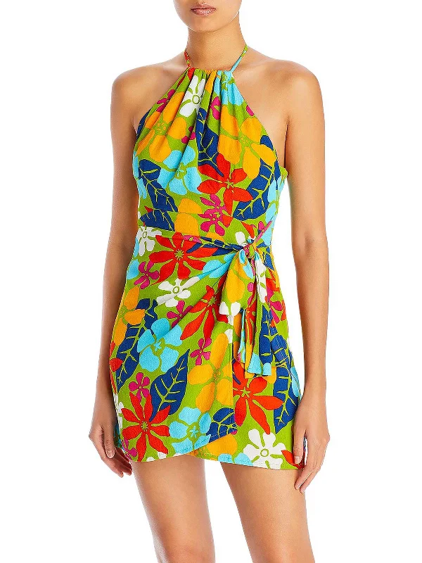 Chic & Cozy Apparel Le Meridien Womens Floral Halter Mini Dress