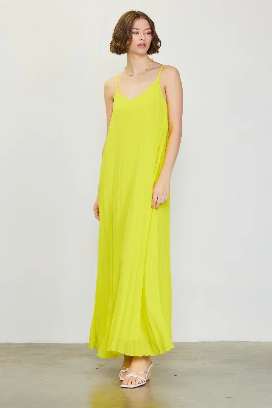 Bundle Offer Lime Pleated Sleeveless Maxi Dress