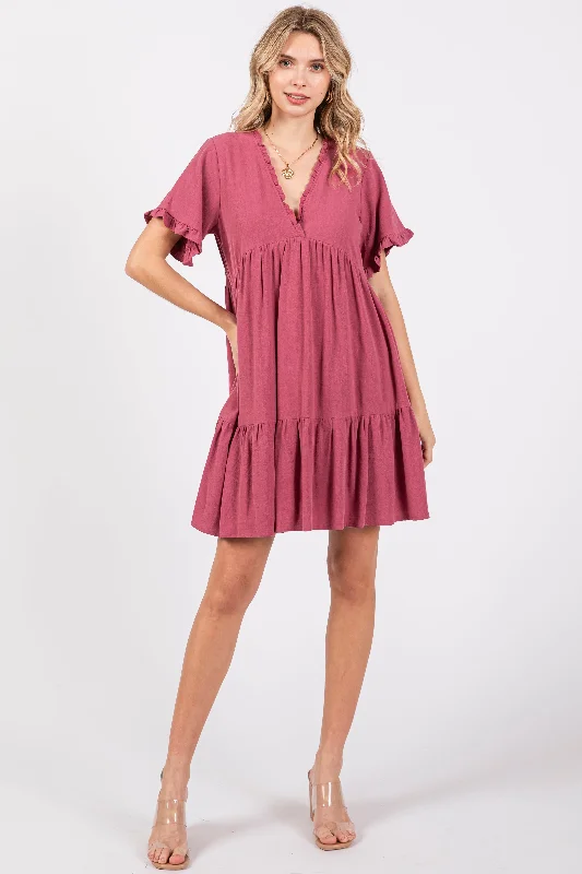 Trend Setting Wardrobe Mauve Ruffle Hem Dress