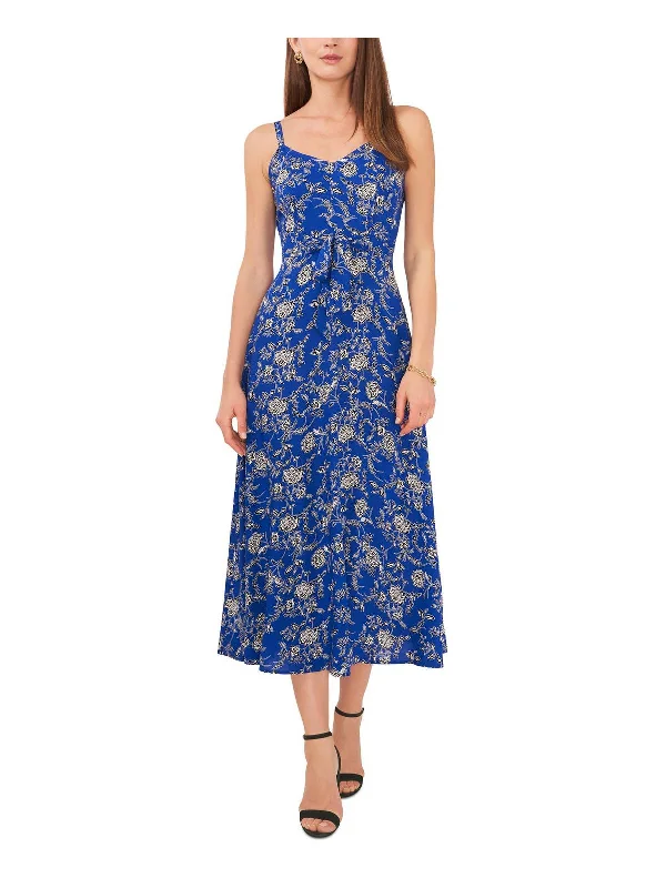 Fashion Sale Petites Womens V-Neck Tea Midi Dress