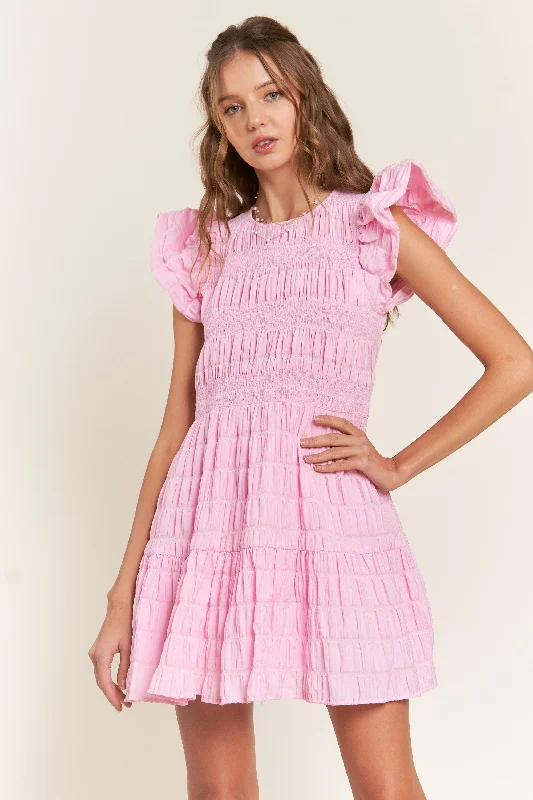 Chic & Cozy Collection Pink Baby Doll Mini Dress