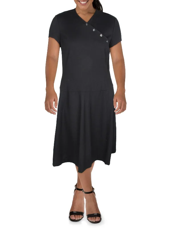 End Of Season Clearance Plus Womens Embellished Mid Calf Midi Dress