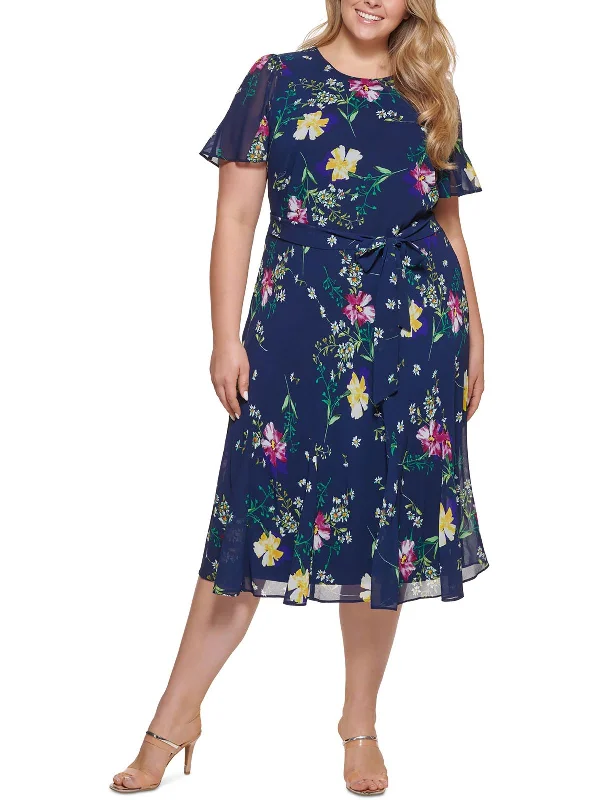 Best Online Clothing Boutiques Plus Womens Floral Print Midi Dress