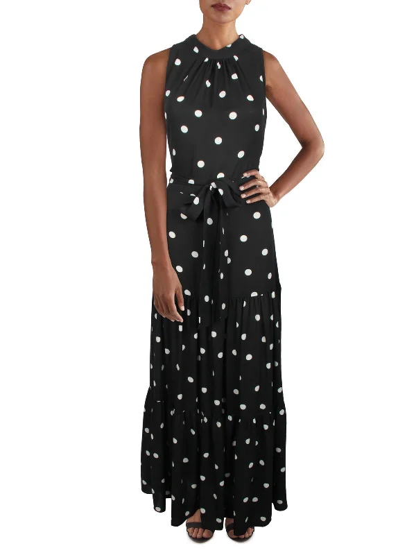 Casual Chic Womens Chiffon Polka Dot Maxi Dress