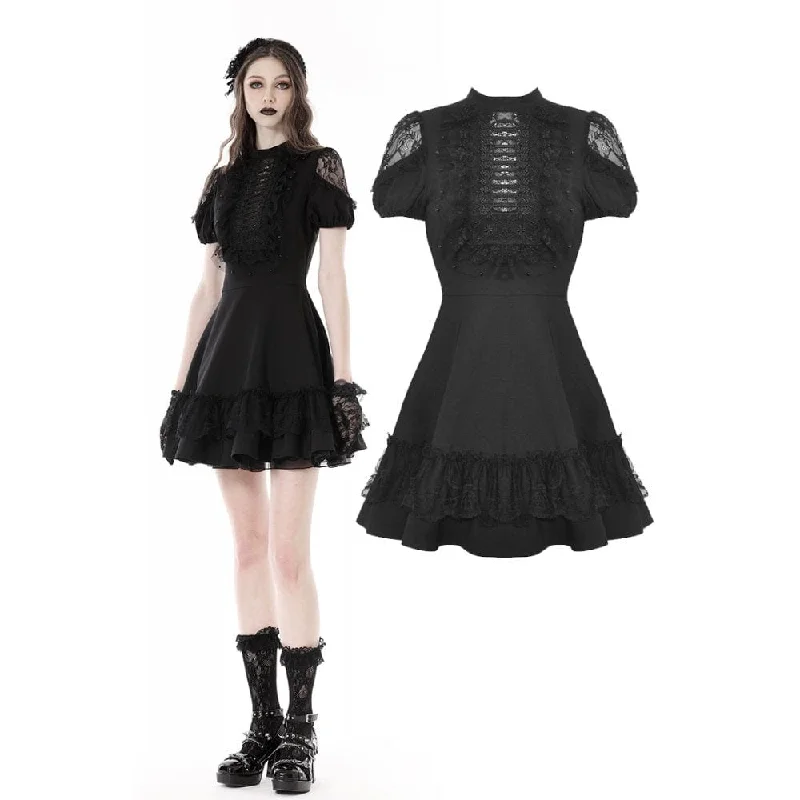 Best Online Boutiques For Women Women's Gothic Lace Splice Draped Dress