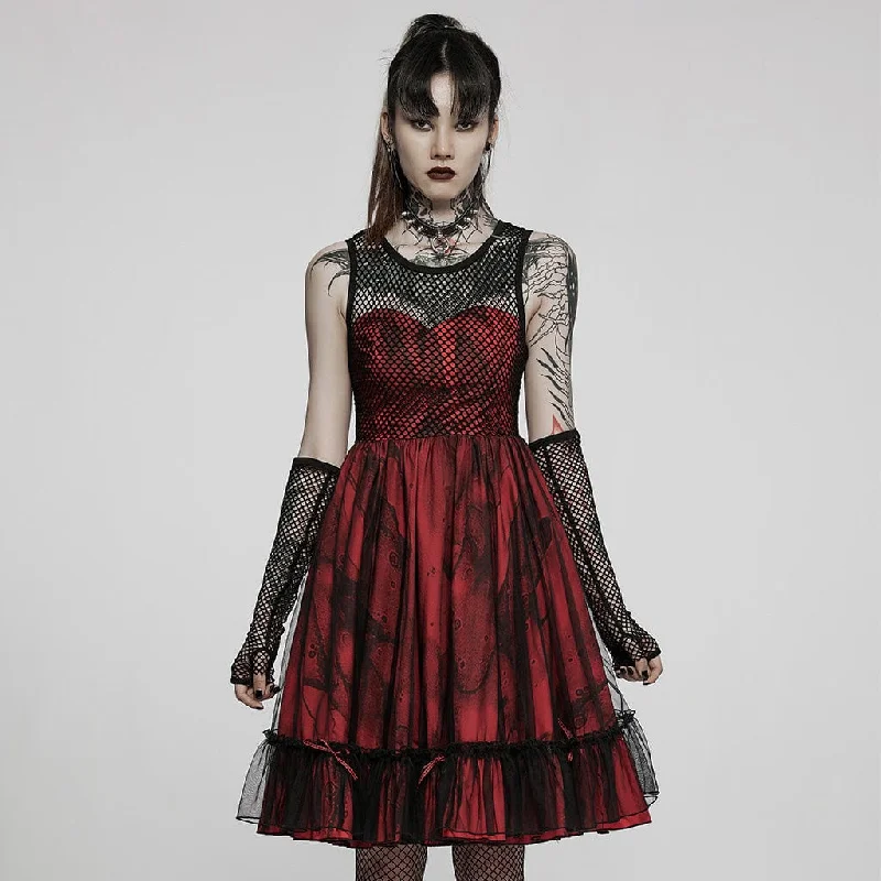 Weekend Sale Women's Gothic Lolita Multilayer Mesh Dress with Sleeves