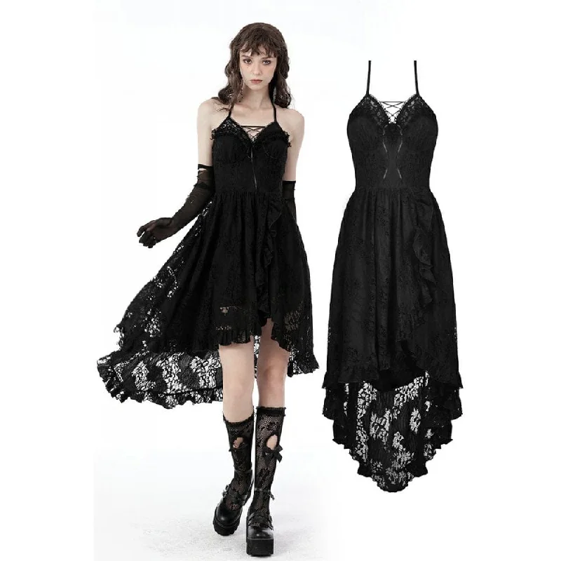 Timeless Elegance Redefined Women's Gothic Swallow Tail Floral Lace Dress