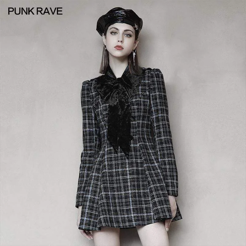 Casual Chic Women's Grunge Bowknot Plaid Short Dress