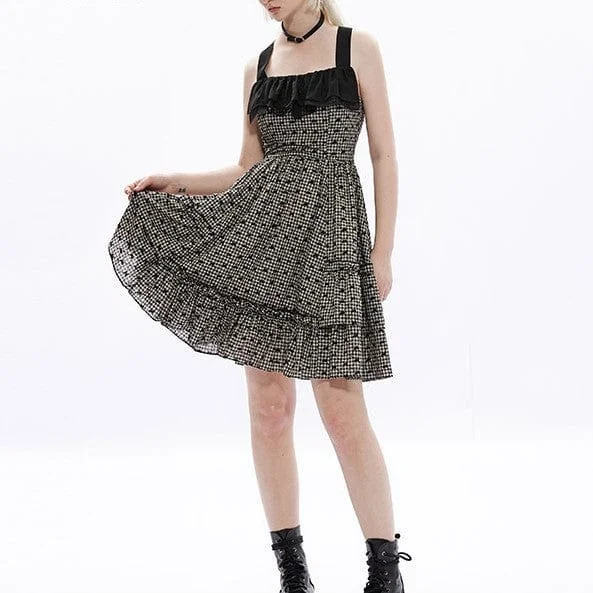 Hot Picks Women's Grunge Bowknot Plaid Slip Dress