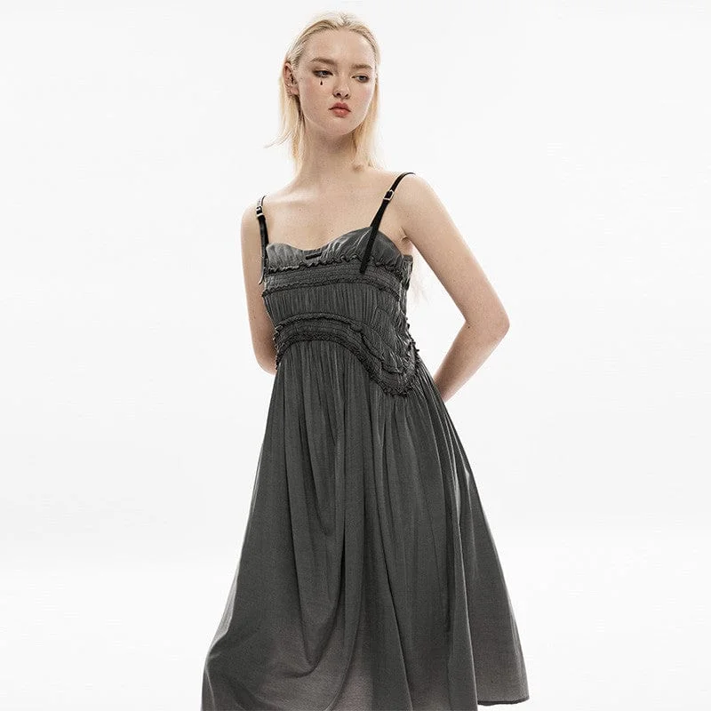 Crazy Discounts, Hurry Up Women's Grunge Ruffles Maxi Slip Dress