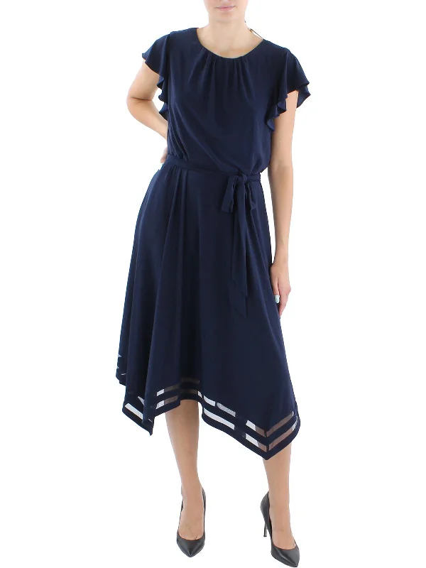 Boutique Styles Womens Illusion Hem Calf Midi Dress