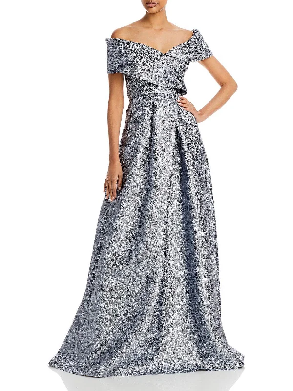 Minimalist Style Womens Metallic Maxi Evening Dress