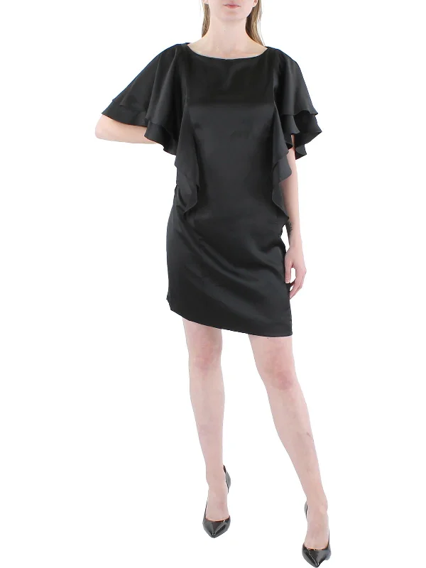 Free Spirited Fashion Womens Satin Ruffled Cocktail and Party Dress