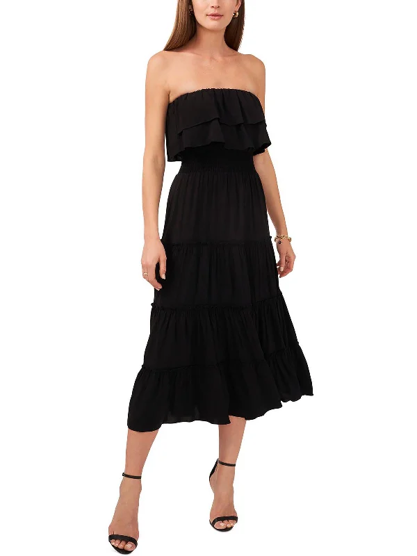 Fresh Styles, Fresh Deals Womens Sheer Ruffled Midi Dress